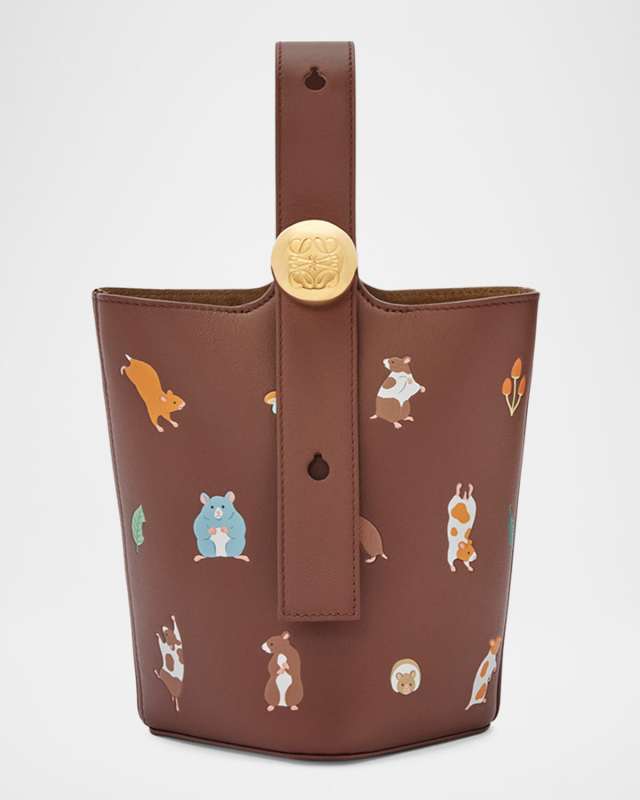 x Suna Fujita Pebble Mini Hamster Bucket Bag in Napa Leather
